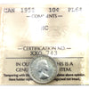 1958 Canada 10-cents ICCS Certified PL-64 Ultra Heavy Cameo