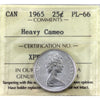 1965 Canada 25-cents ICCS Certified PL66 Heavy Cameo