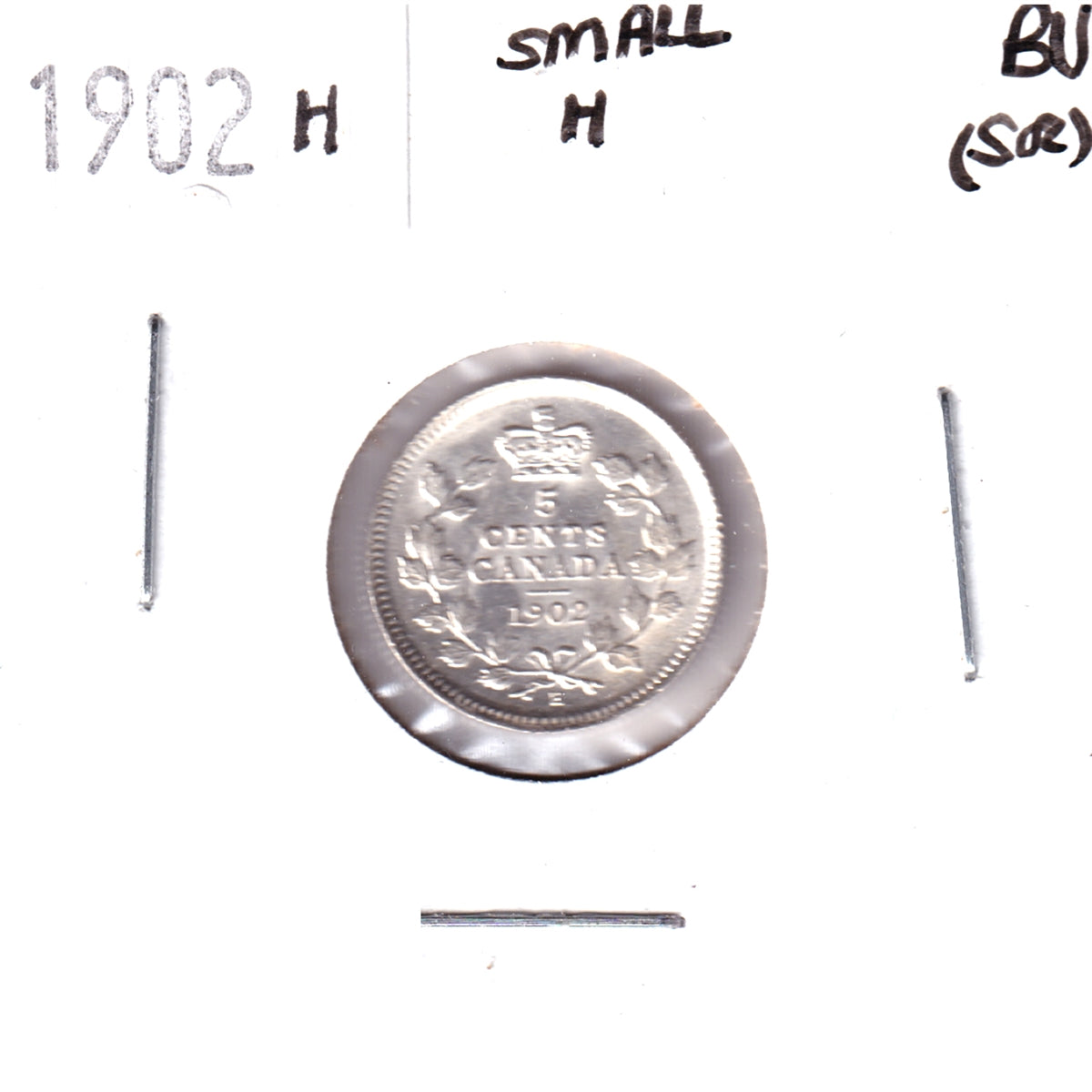 1902H Small H Canada 5-cents Brilliant Uncirculated (MS63) Scratched, marks, or impaired