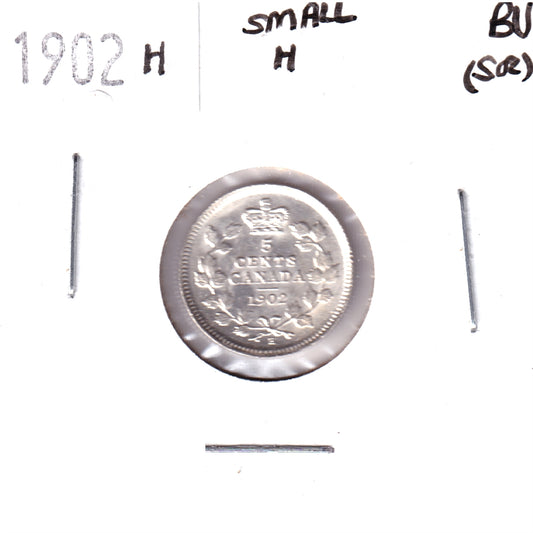 1902H Small H Canada 5-cents Brilliant Uncirculated (MS63) Scratched, marks, or impaired
