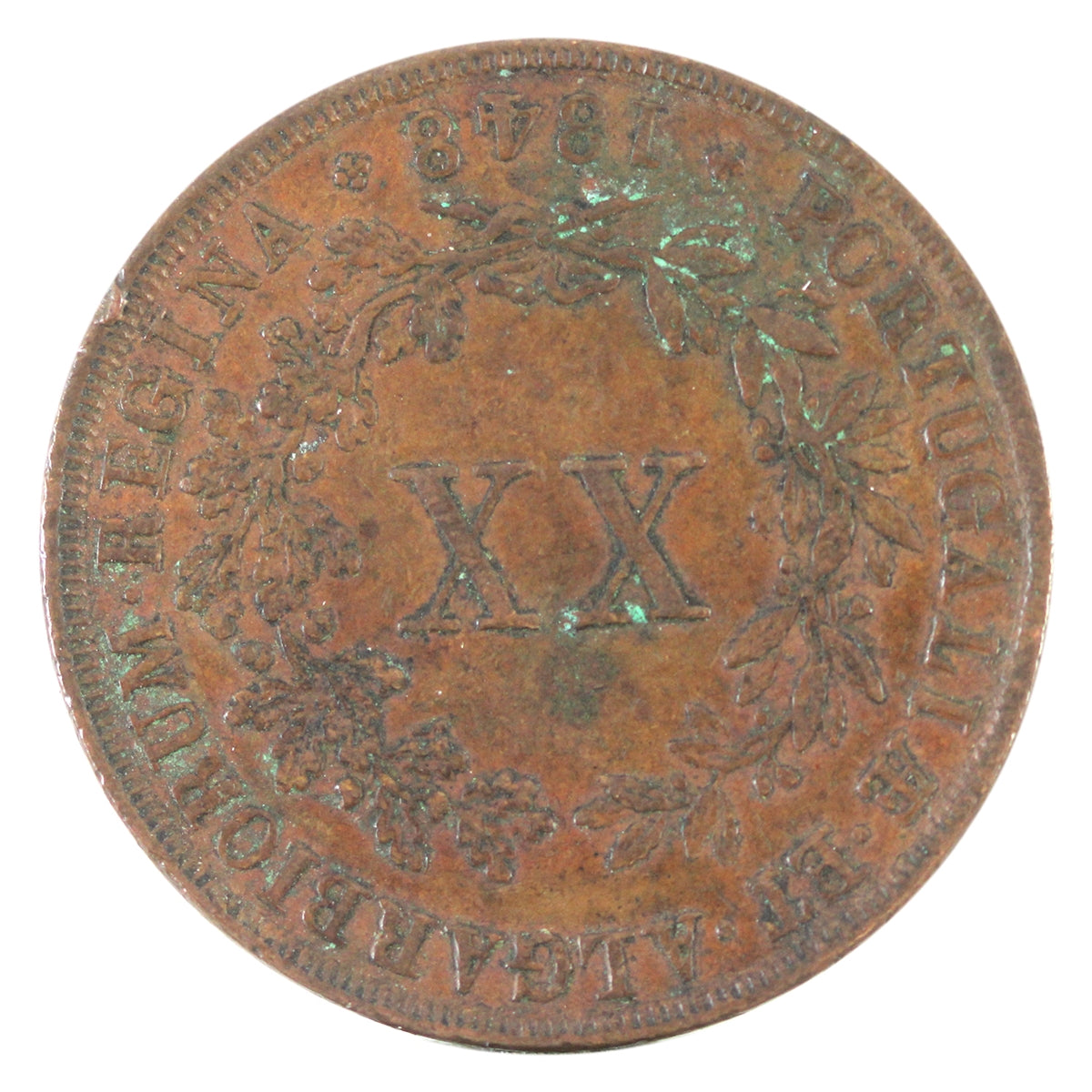 Portugal 1848 Maria II 20 Reis VF+