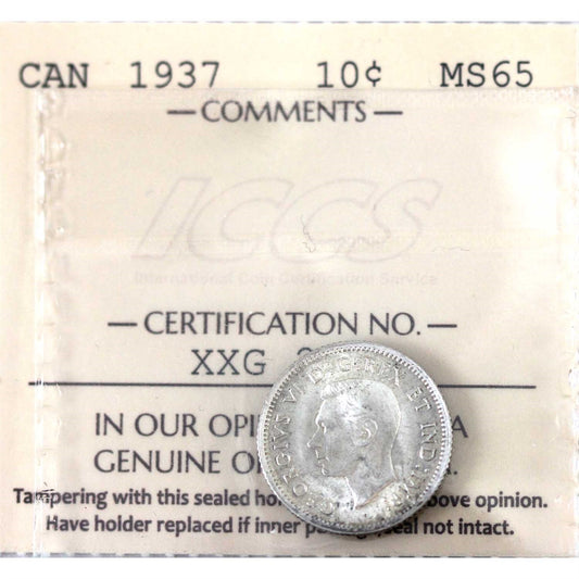 1937 Canada 10-cents ICCS Certified MS65