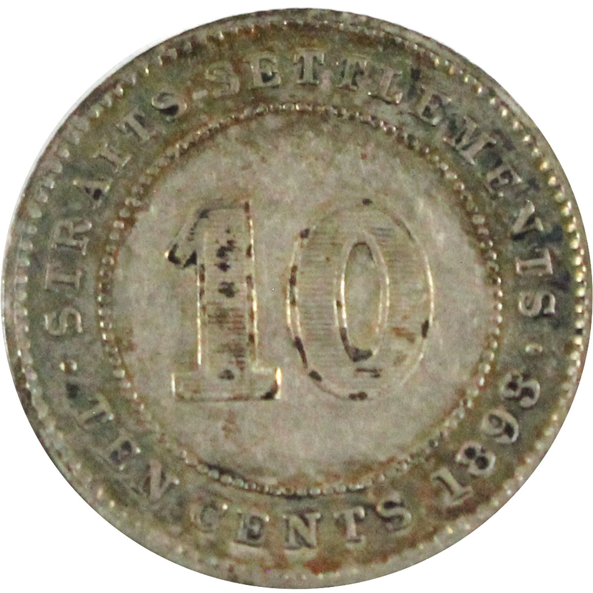 Straits Settlements 1893 Victoria 10-Cents Extra Fine (EF40)