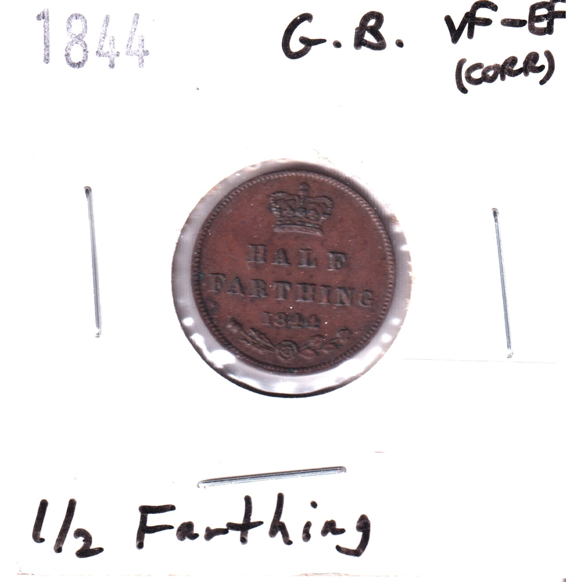 Great Britain 1844 1/2 Farthing VF-EF (VF30) Corrosion