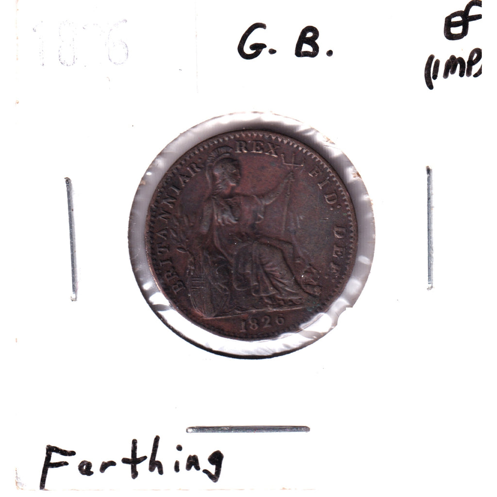 Great Britain 1826 Farthing Extra Fine (EF40) Impaired