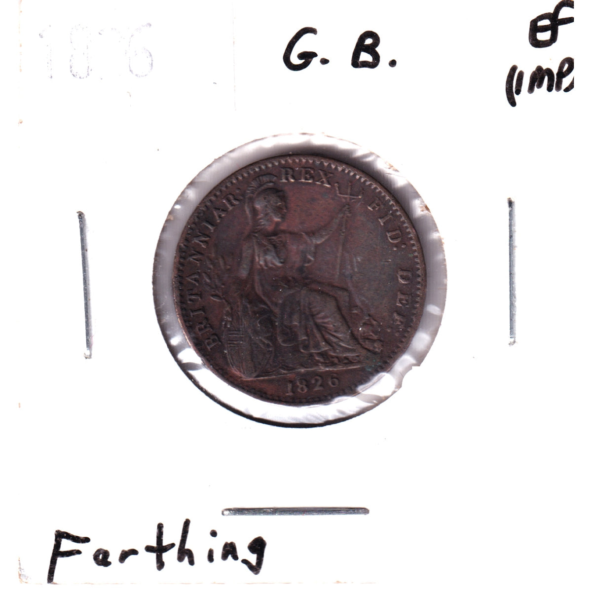Great Britain 1826 Farthing Extra Fine (EF40) Impaired