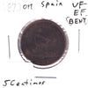 Spain 1870OM 5 Centimos VF-EF (VF30) Bent