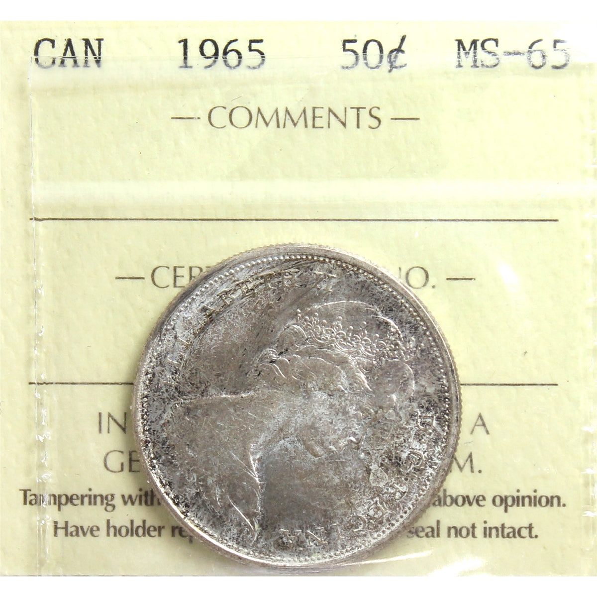 1965 Canada 50-cents ICCS Certified MS65