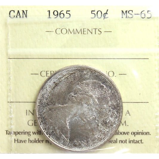 1965 Canada 50-cents ICCS Certified MS65