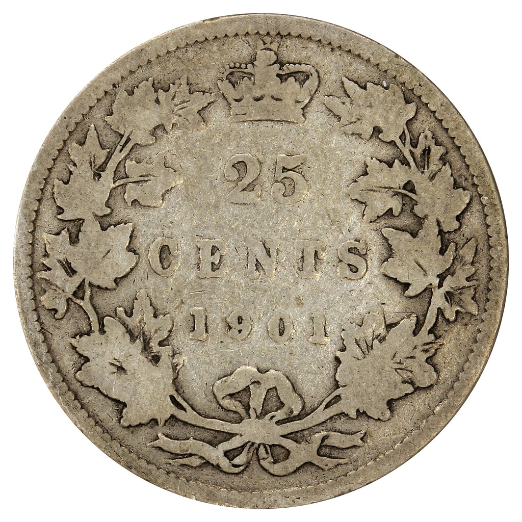 ERROR 1901 Canada 25-cents Good (G4) Major Lamination Error