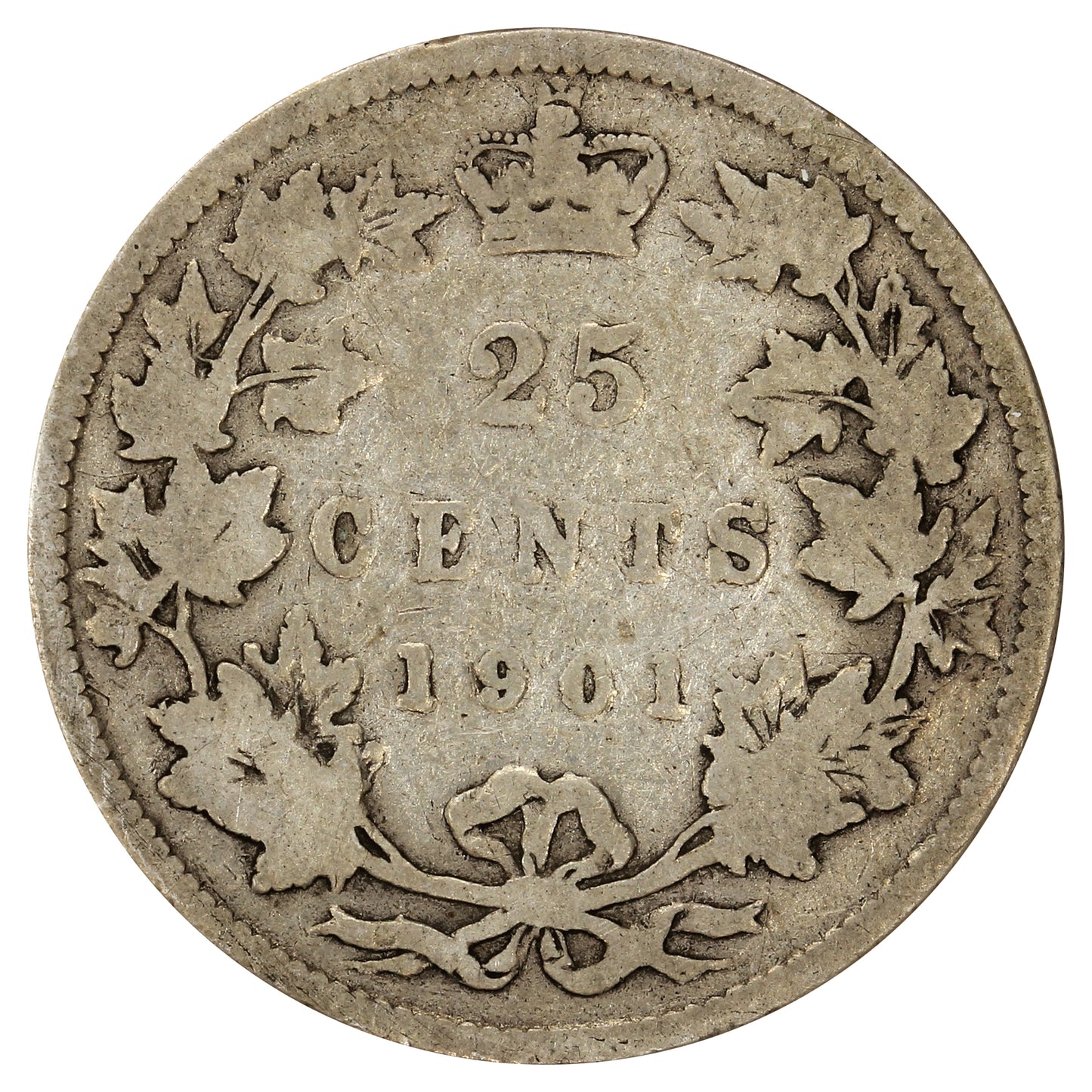 ERROR 1901 Canada 25-cents Good (G4) Major Lamination Error