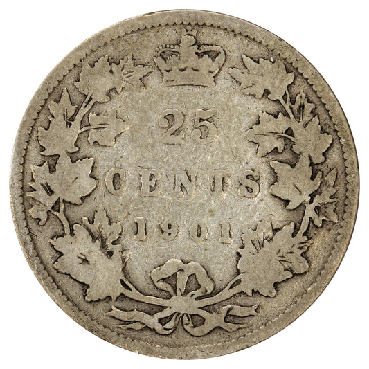 ERROR 1901 Canada 25-cents Good (G4) Major Lamination Error