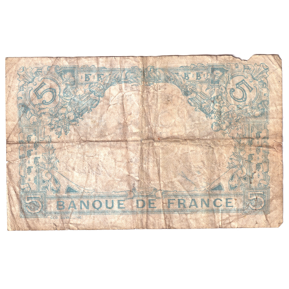 France 1916 5 Francs Note, Pick #70, VF (Damaged)