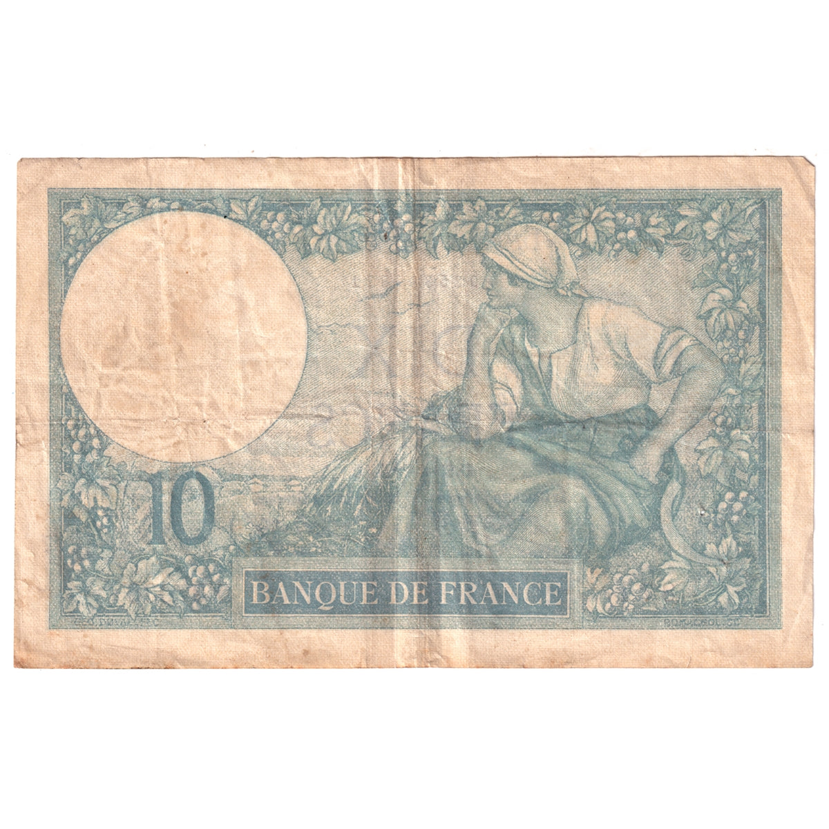 France Note, Pick #73d 1927 10 Francs, Very Fine (VF20) Damaged