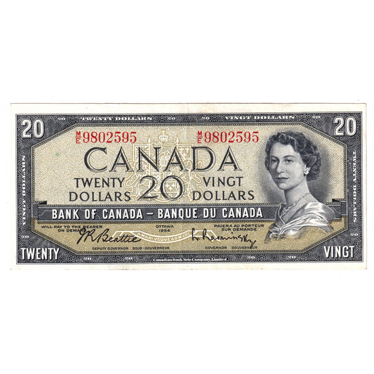 BC-41b 1954 Canada $20 Note, EF-AU (EF45) Holes, Tears or Impaired