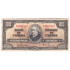 BC-27b 1937 Canada $100 Gordon-Towers, B/J, Fine (F12) Stain, Writing  or damaged