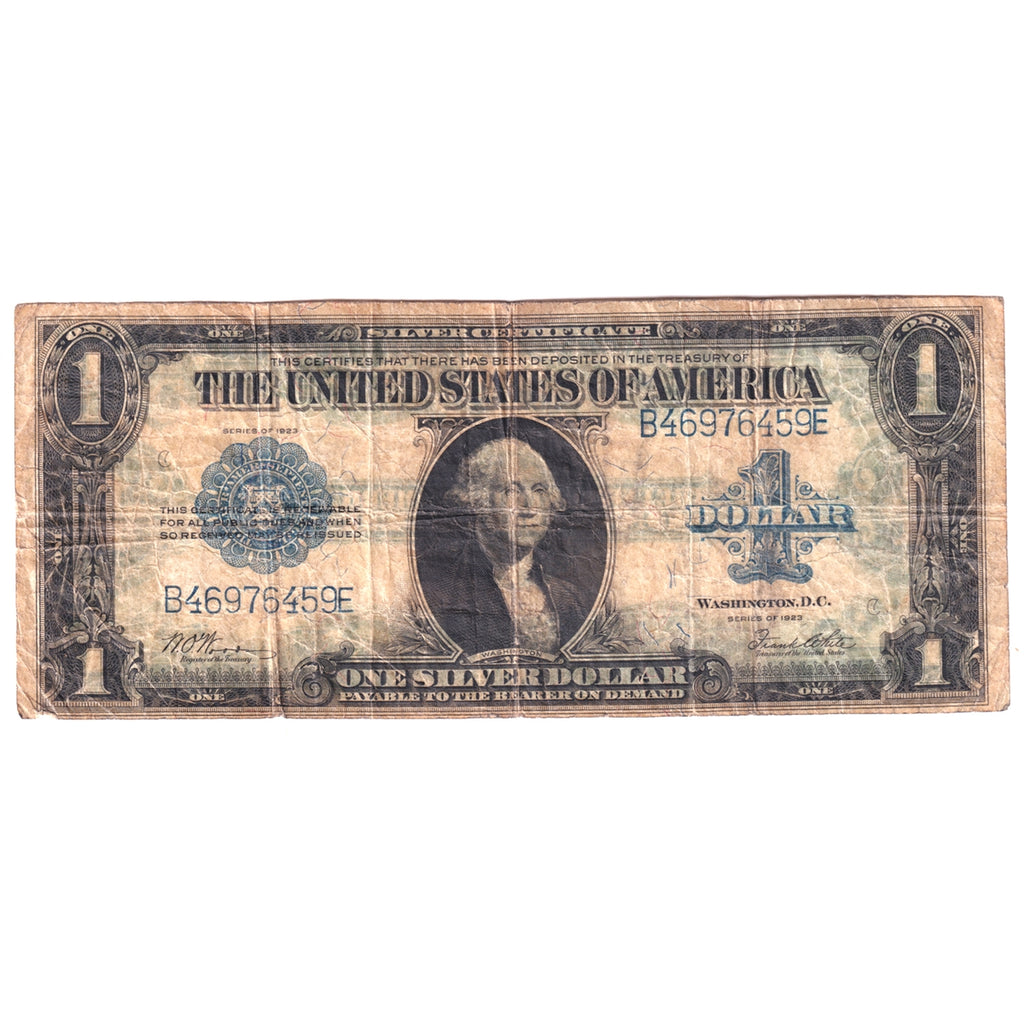 USA 1923 $1 Note, FR#238, Silver Certificate, Woods-White, Fine (F12) Damaged
