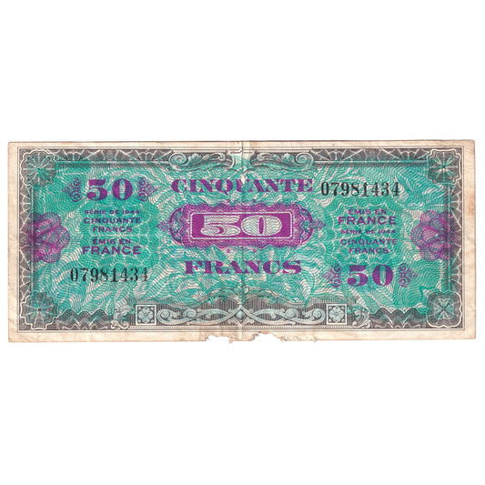 France 1944 Pick #117a 50 Francs VF (damaged)