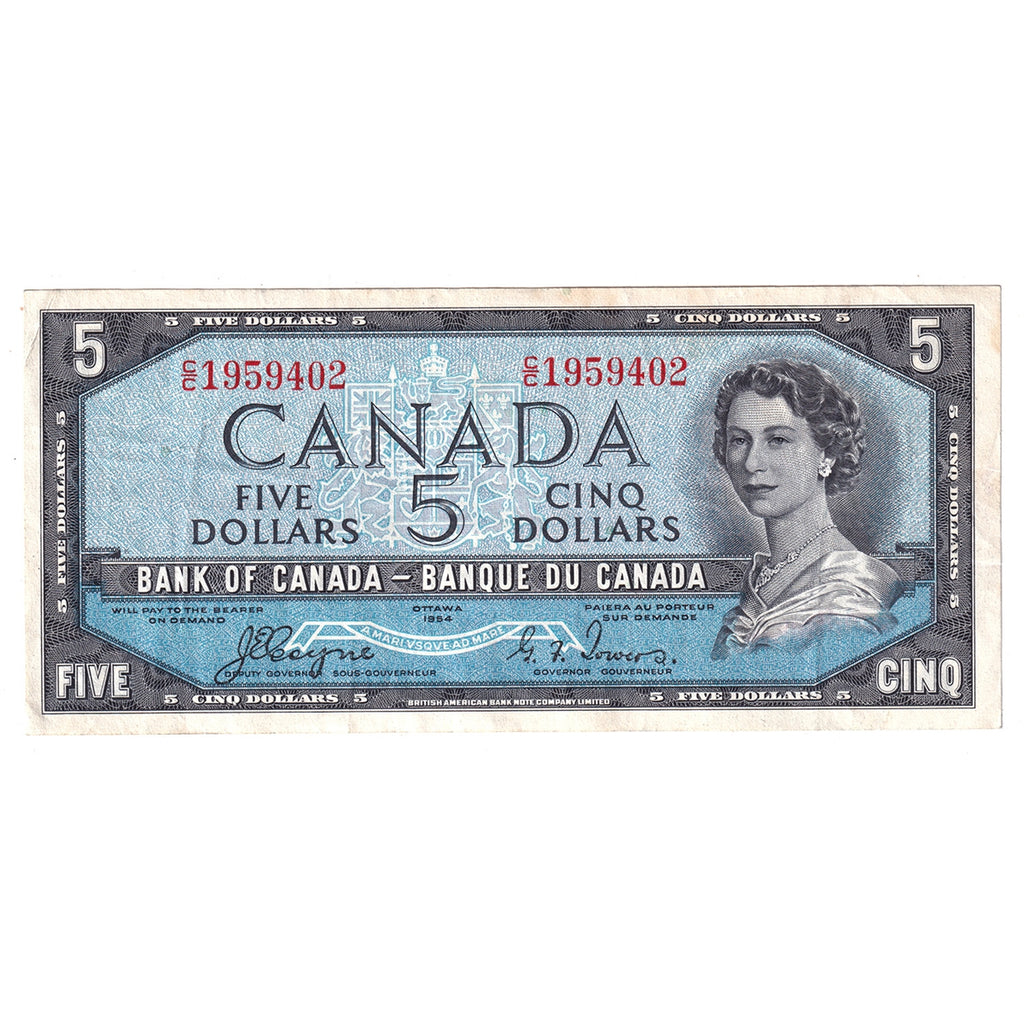 BC-31a 1954 Canada $5 Coyne-Towers, Devil's Face, C/C, VF-EF (VF30)