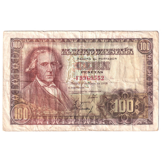Spain Note, 1948 100 Pesetas, Pick #137a, VF