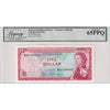 Eastern Caribbean States Note, 1965 1 Dollar, Pick #13b, Legacy Certified GUNC-65 PPQ