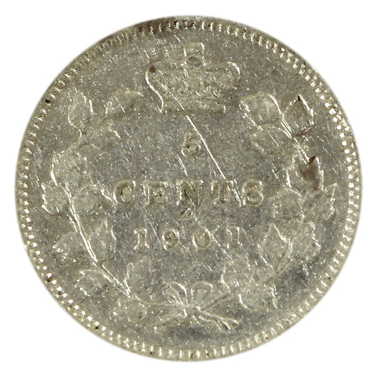 1901 Canada 5-cents Fine (F12) Scratched, cleaned, or impaired