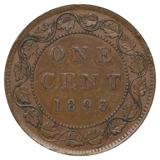 1893 Canada 1-cent VF-EF (VF30) Cleaned, nick, or impaired