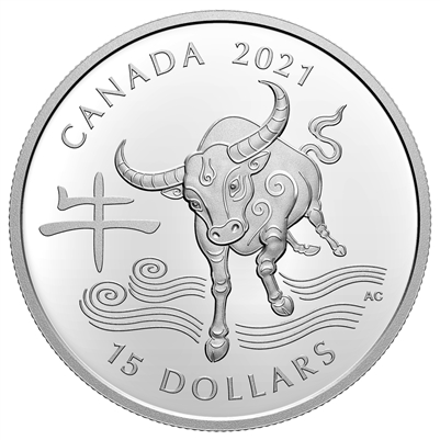 2021 Canada $15 Year of the Ox Fine Silver Coin