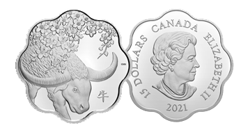2021 Canada $15 Lunar Lotus: Year of the Ox Fine Silver Coin