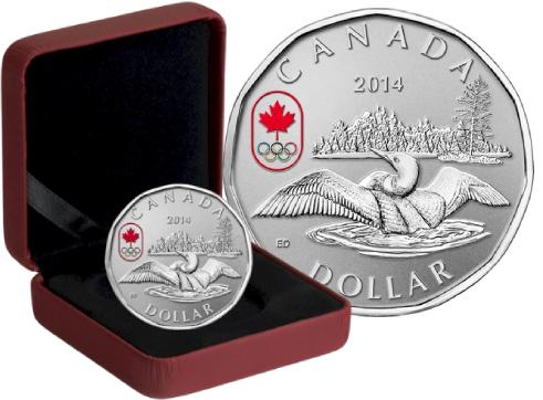 2014 Canada $1 Sochi Olympic Games Lucky Loonie Fine Silver