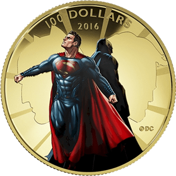 2016 Canada $100 Batman VS Superman Dawn of Justice 14K Gold Coin