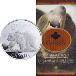 2004 $8 Great Grizzly - Sterling Silver Coin and Stamp Set