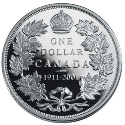 1911 - 2001 Canada Proof Commemorative Sterling Silver Dollar