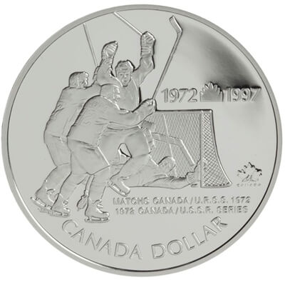 1997 Canada 1972 Canada/Russia Hockey Series Proof Sterling Silver Dollar