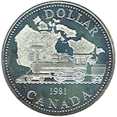 1981 Canada Trans-Canada Railway Centennial Proof Silver Dollar