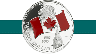 2005 Red Enamel National Flag Proof Silver Dollar
