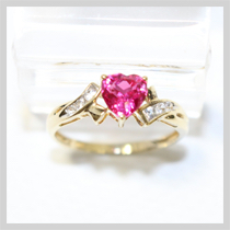 10K Yellow Gold Custom Heart Gemstone Ring- Size 7 1/4