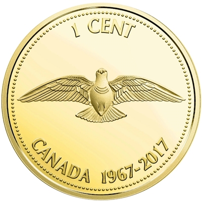 CANADA 1967-2017 1 CENT GOLD PLATED 99.99% PROOF SILVER CENTENNIAL PENNY COIN
