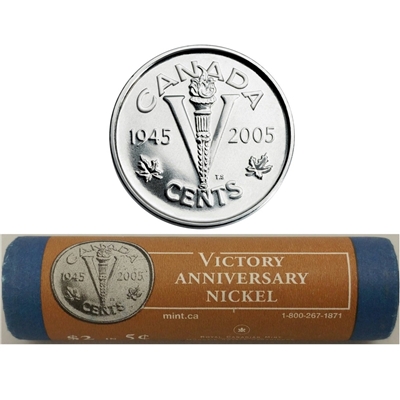 Canada 1945-2005 Victory VE Day Original Mint Wrapped Roll of Nickels!! 